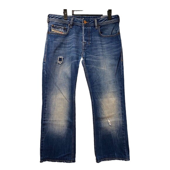 Diesel Jeans Mens 33x27 Zatiny Bootcut Distressed Button Fly 100% Cotton Travel - Picture 1 of 10
